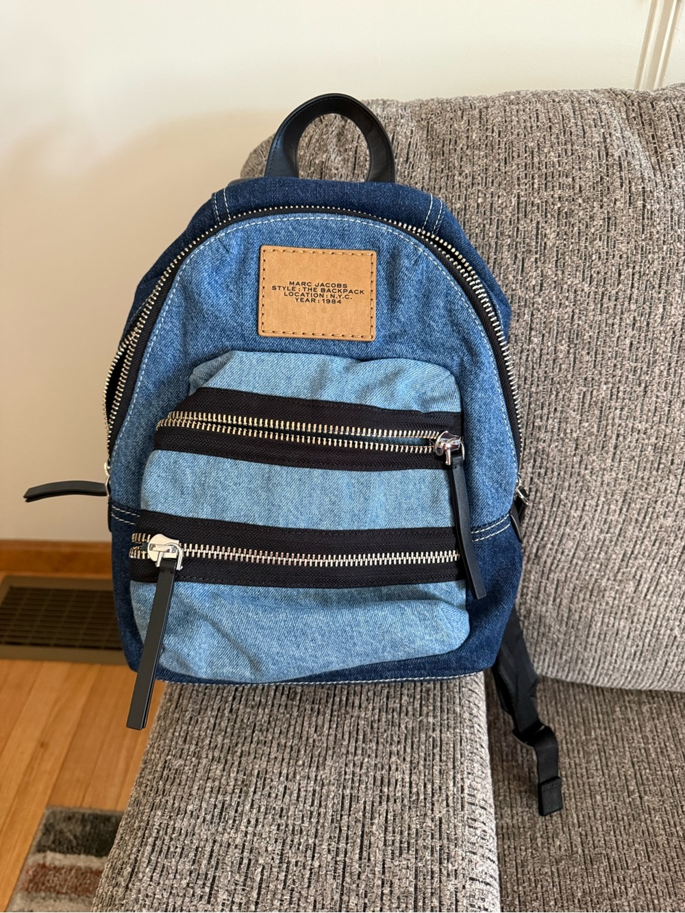 Marc Jacobs Two-Tone Blue Denim Mini Backpack